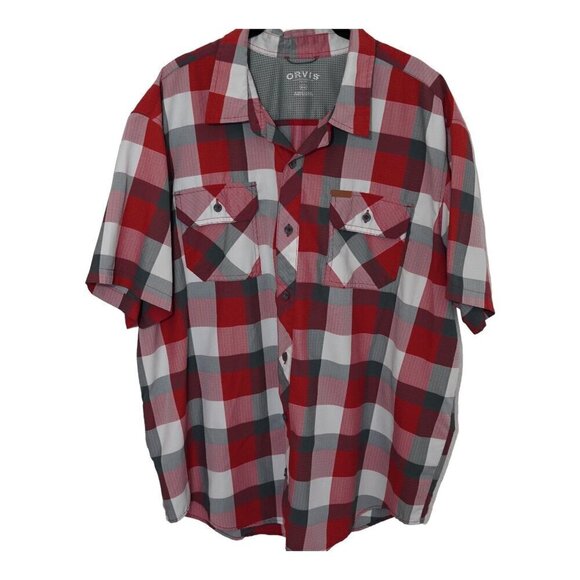 EUC Orvis Shirt Mens Size XXL Red White‎ Plaid Performance Fishing Shirt - Picture 1 of 7